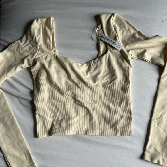 Cream Ribbed Women's Top - Picture 1 of 2